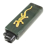 Зажигалка газовая из натурального камня Офиокальцит с декоративной металлической вставкой в виде ящерицы Metal Stone Lighters варинант исполнения - 2 | Loft Concept в Воронеже