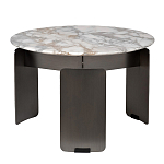 Столик журнальный с круглой мраморной столешницей на трех опорах Marble Stone Drawing варинант исполнения - 1 | Loft Concept в Воронеже