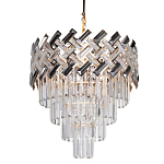 Люстра многоярусная с переплетенными металлическими элементами черного и золотого цвета и прозрачными хрустальными подвесками Empire Chandelier Crystal варинант исполнения - 1 | Loft Concept в Воронеже