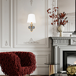 Бра с белым текстильным абажуром и фигурным основанием с зеркальной вставкой Vitorino варинант исполнения - 7 | Loft Concept в Воронеже