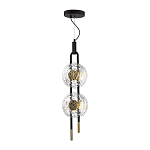 Подвесной светильник с 2-мя прозрачными стеклянными плафонами и золотистыми центральными вставками Virelia  варинант исполнения - 5 | Loft Concept в Воронеже