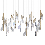 Люстра с золотистыми трубками и прозрачными стеклянными листьями на подвесах Sylva  варинант исполнения - 1 | Loft Concept в Воронеже