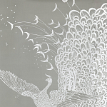 Обои ручная роспись в стиле Арт-деко Whistler Peacocks Special Colourway on Pale Grey dyed silk варинант исполнения - 2 | Loft Concept в Воронеже