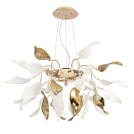 Люстра подвесная с белыми матовыми и золотыми глянцевыми листьями Wintery flovers варинант исполнения - 1 | Loft Concept в Воронеже