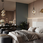 Подвесной светильник с 2-мя прозрачными стеклянными плафонами и золотистыми центральными вставками Virelia  варинант исполнения - 3 | Loft Concept в Воронеже