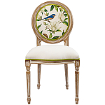 Стул бежевый из натурального бука с изображением птиц и цветов Blooming Blue Birds варинант исполнения - 1 | Loft Concept в Воронеже