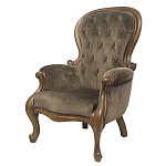 Кресло с мягкой обивкой из коричневого велюра на 4-х деревянных ножках Evelyn Classical Armchair варинант исполнения - 3 | Loft Concept в Воронеже