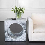 Дизайнерский журнальный стол квадратной формы с круглой нишей Guxawar варинант исполнения - 1 | Loft Concept в Воронеже