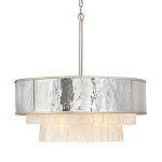 Люстра круглая с подвесками из текстурированного стекла молочного цвета Hinkley варинант исполнения - 1 | Loft Concept в Воронеже