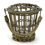Кашпо стеклянное в плетёной корзине Timber варинант исполнения - 2 | Loft Concept в Воронеже