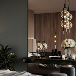 Настольная лампа черного цвета с круглым прозрачным стеклянным плафоном Virelia  варинант исполнения - 2 | Loft Concept в Воронеже