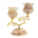 Подсвечник двухрожковый из натурального камня оникс Stone Candlestick варинант исполнения - 1 | Loft Concept в Воронеже