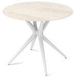 Стол обеденный с круглой столешницей из керамики на четырех белых ножках Sand Ceramics варинант исполнения - 2 | Loft Concept в Воронеже