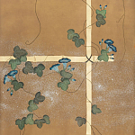 Обои ручная роспись Morning Glory Original colourway on gold metallic silk варинант исполнения - 1 | Loft Concept в Воронеже