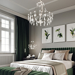 Люстра подвесная из металла с хрустальными подвесками прозрачного цвета Quasar 41 варинант исполнения - 13 | Loft Concept в Воронеже