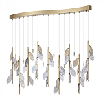 Люстра с золотистыми трубками и прозрачными стеклянными листьями на подвесах Sylva  варинант исполнения - 2 | Loft Concept в Воронеже