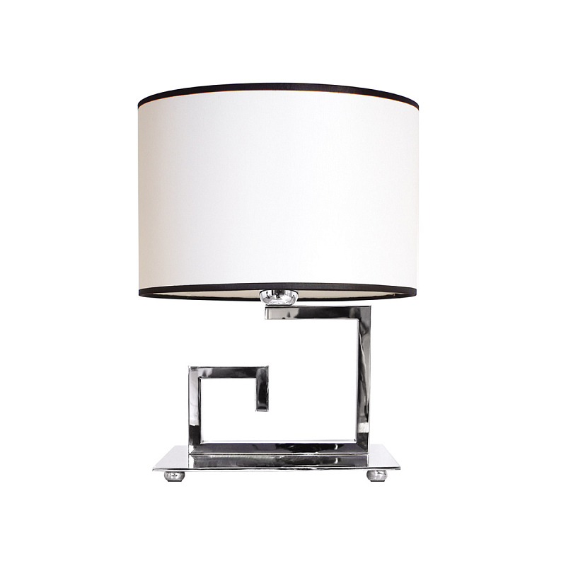 Настольная лампа с белым цилиндрическим абажуром с темной окантовкой Natural Concepts Черный Бежевый Хром в Воронеже | Loft Concept 