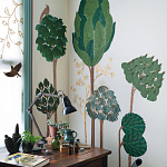 Обои ручная роспись Mughal Trees Original colourway on linen варинант исполнения - 1 | Loft Concept в Воронеже