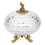 Конфетница прозрачная стеклянная на бронзовых ножках в виде морских коньков с крышкой в виде ракушки Eden Garden варинант исполнения - 1 | Loft Concept в Воронеже