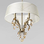 Люстра подвесная круглая с тканевым полупрозрачным абажуром и подвесками 4 лампы Gilded Elegance варинант исполнения - 4 | Loft Concept в Воронеже