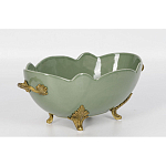 Чаша зеленого цвета из фарфора с волнообразным краем Eden Garden porcelain and bronze варинант исполнения - 1 | Loft Concept в Воронеже