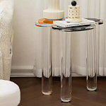 Дизайнерский журнальный стол с фигурной столешницей на 3-х прозрачных ножках Rahakif варинант исполнения - 2 | Loft Concept в Воронеже