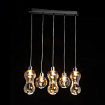 Люстра с 3-мя плафонами волнообразной формы цвета янтарь и 2-мя прозрачными шарообразными плафонами Lucid Rain  варинант исполнения - 3 | Loft Concept в Воронеже