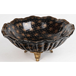 Блюдо черного цвета из фрафора на бронзовых ножках Eden Garden porcelain and bronze варинант исполнения - 2 | Loft Concept в Воронеже