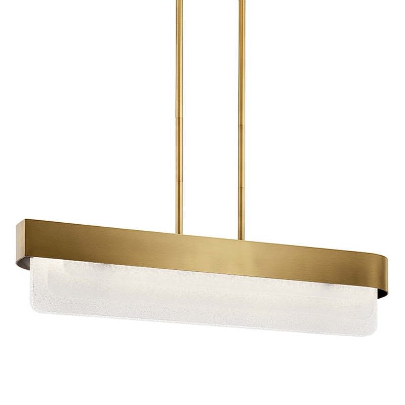 Люстра подвесная прямоугольная цвета латунь Kichler Латунь Прозрачное Стекло Белый в Воронеже | Loft Concept 