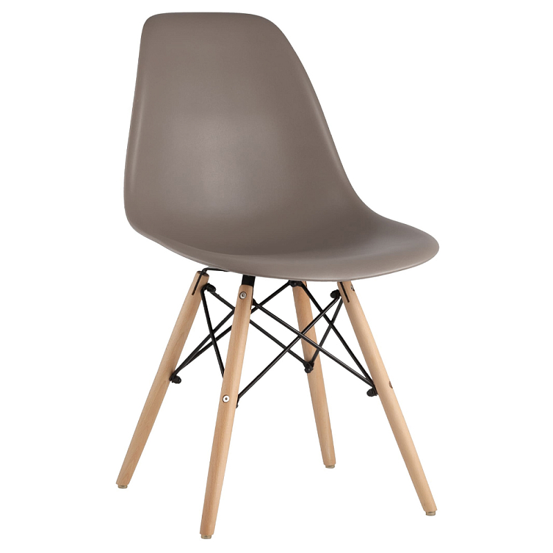 Пластиковый стул на ножках из массива бука Eames Cappuccino Светло-коричневый Бежевый Пластиковый стул на ножках из массива бука Eames Cappuccino Светло-коричневый Бежевый в Воронеже | Loft Concept