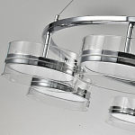 Люстра светодиодная с 8-ю прозрачными плафонами цилиндрической формы из акрила и стекла с пультом для регулировки света Glass Lamp Chromium варинант исполнения - 3 | Loft Concept в Воронеже