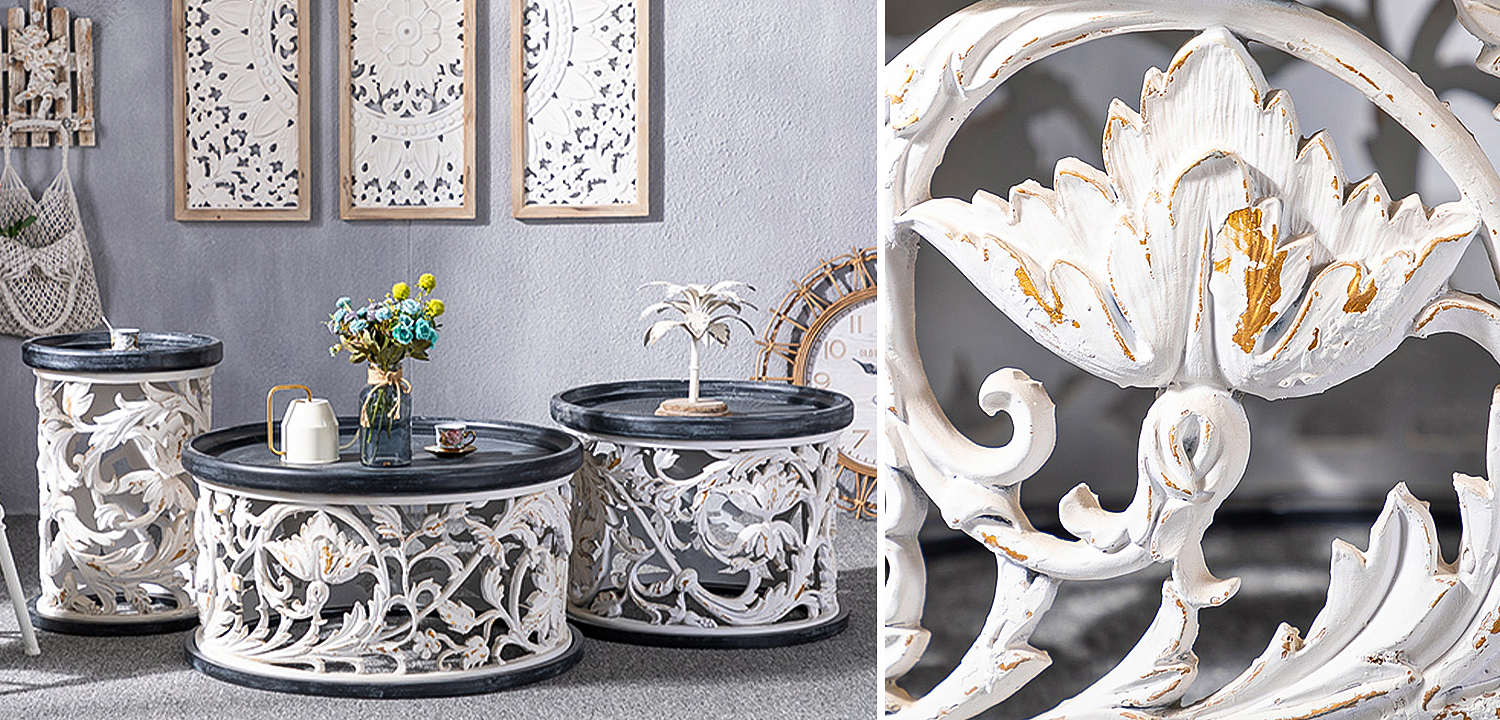 Кофейный стол Fleurette Provence Black White Side Table 63 - Loft-Concept в Воронеже