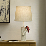 Настольная лампа с тканевым абажуром и основанием в виде птицы на дереве Simurq варинант исполнения - 2 | Loft Concept в Воронеже