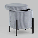 Серо-голубой пуф на черных ножках SANJAY варинант исполнения - 2 | Loft Concept в Воронеже