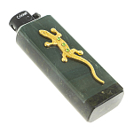 Зажигалка газовая из натурального камня Офиокальцит с декоративной металлической вставкой в виде ящерицы Metal Stone Lighters варинант исполнения - 3 | Loft Concept в Воронеже