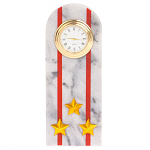 Часы погон МВД подарочные настольные из натурального камня Мрамор Military Clock варинант исполнения - 7 | Loft Concept в Воронеже