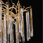 Люстра подвесная золотого цвета с разветвленными ветвями и прозрачными стеклянными подвесками Droplet Chandelier варинант исполнения - 6 | Loft Concept в Воронеже