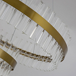 Люстра подвесная двухъярусная с золотистымыми кольцами и прозрачными стеклянными элементами Ring Horizontal варинант исполнения - 4 | Loft Concept в Воронеже