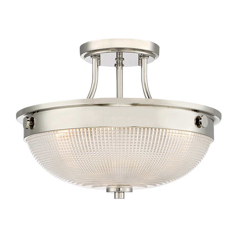 Потолочный светильник со стеклянным плафоном в виде купола Quoizel Серебряный Бронза Прозрачное Стекло Латунь в Воронеже | Loft Concept 