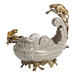 Чаша для фруктов из фарфора бронзовыми фигурками леопардов Eden Garden варинант исполнения - 1 | Loft Concept в Воронеже