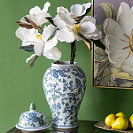 Ваза с крышкой и зелено-голубым рисунком на белом фоне 51 см Blue & White Ornament варинант исполнения - 4 | Loft Concept в Воронеже