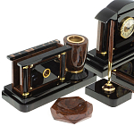 Настольный письменный набор с часами из природного камня обсидиана Peace Contract варинант исполнения - 3 | Loft Concept в Воронеже