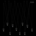 Подвесной светильник черными плафонами на длинных пересекающихся тросах Construction варинант исполнения - 8 | Loft Concept в Воронеже