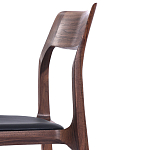 Стул деревянный с мягким сиденьем из черной натуральной кожи Moon Walnut Furniture варинант исполнения - 8 | Loft Concept в Воронеже