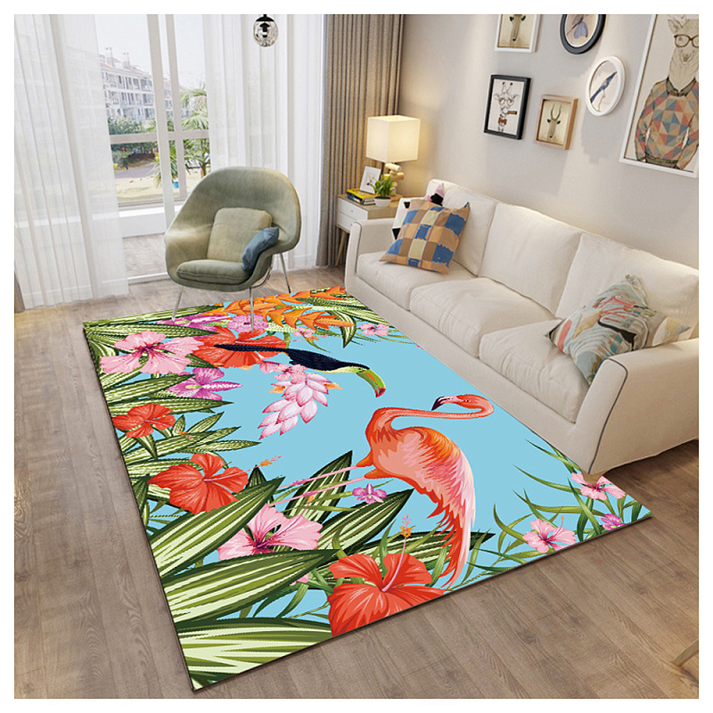 Ковёр с принтом Розовый Фламинго Carpet Pink Flamingo Turquoise Мульти в Воронеже | Loft Concept 