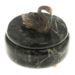 Шкатулка из натурального камня змеевик с фигуркой лебедя Stone Casket варинант исполнения - 2 | Loft Concept в Воронеже