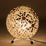 Настольная лампа из перламутра на металлическом каркасе Indonesian Ball варинант исполнения - 4 | Loft Concept в Воронеже