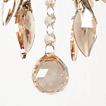 Люстра подвесная круглая с тканевым полупрозрачным абажуром и подвесками 4 лампы Gilded Elegance варинант исполнения - 6 | Loft Concept в Воронеже