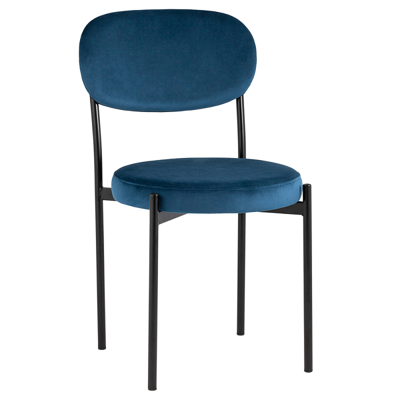 Стул с круглым сиденьем на металлическом основании ALFIE CHAIR Blue Синий Черный Стул с круглым сиденьем на металлическом основании ALFIE CHAIR Blue Синий Черный в Воронеже | Loft Concept