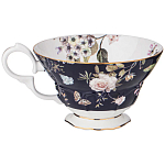 Чайный набор из фарфора темно-синий с рисунком цветов на 6 персон 12 предметов 280 мл Garden Whisper Porcelain Set  варинант исполнения - 3 | Loft Concept в Воронеже